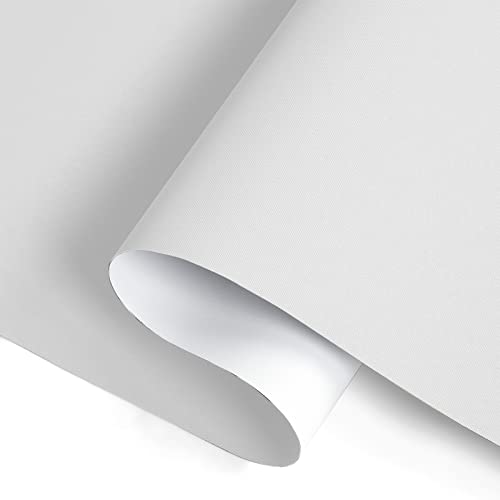 Joydeco white cordless blackout roller shade fabric close-up showing woven texture and smooth backing for light blocking.