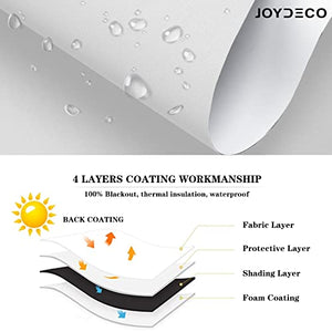 Joydeco Cordless Blackout Blinds - White Fabric Window Roller Shades for Indoor Outdoor Patio Office Light Blocking Sun Protection