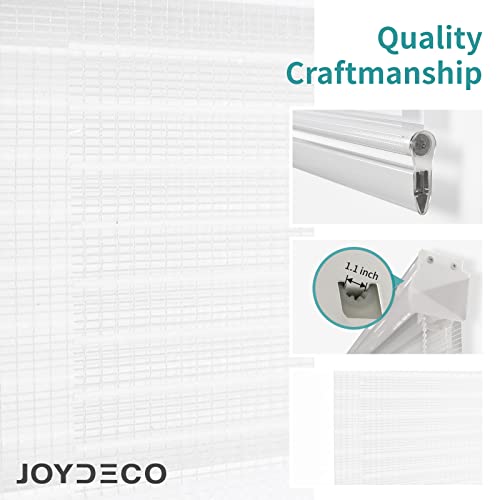 Joydeco white sheer zebra blinds dual layer construction with quality craftsmanship details and 1.1 inch bracket measurement.