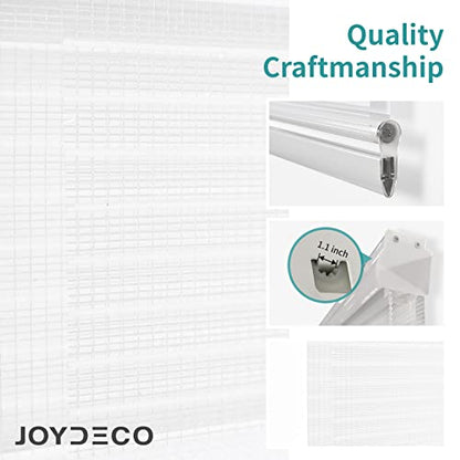 Joydeco white sheer zebra blinds dual layer construction with quality craftsmanship details and 1.1 inch bracket measurement.