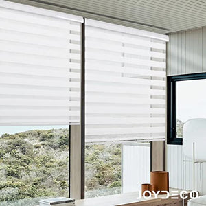 Joydeco Sheer Zebra Blinds for Home Office Living Room Windows Mini Zebra Blinds Corded Dual Layer Light Filtering