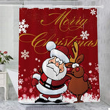 Joydeco Christmas Shower Curtains for Bathroom Santa Claus Red Shower Curtain