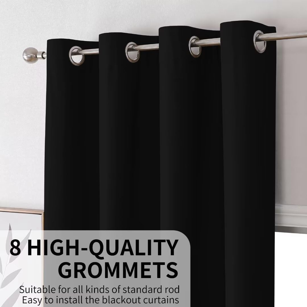 Joydeco 100% Blackout CurtainsThermal Insulated Solid Room Darkening Curtains with Grommets Multiple Sizes