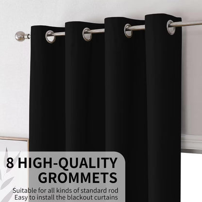 Joydeco 100% Blackout CurtainsThermal Insulated Solid Room Darkening Curtains with Grommets Multiple Sizes