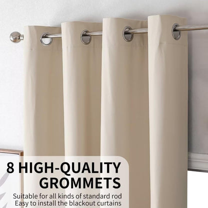 Joydeco 100% Blackout CurtainsThermal Insulated Solid Room Darkening Curtains with Grommets Multiple Sizes