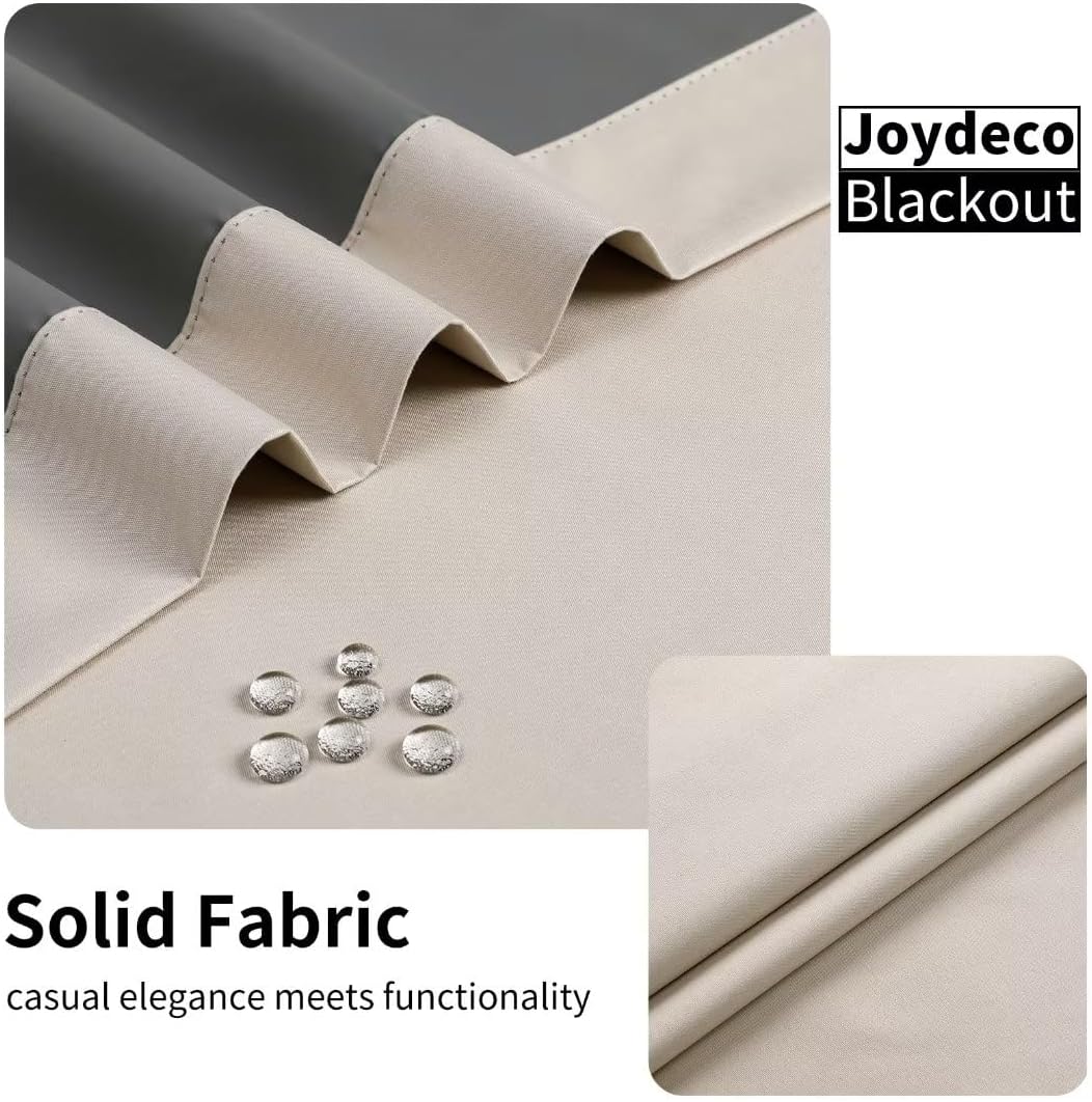 Joydeco 100% Blackout CurtainsThermal Insulated Solid Room Darkening Curtains with Grommets Multiple Sizes - Joydeco