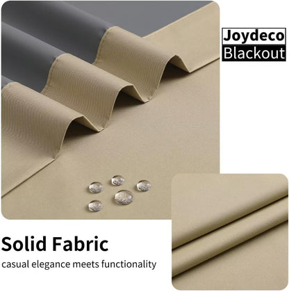 Joydeco 100% Blackout CurtainsThermal Insulated Solid Room Darkening Curtains with Grommets Multiple Sizes