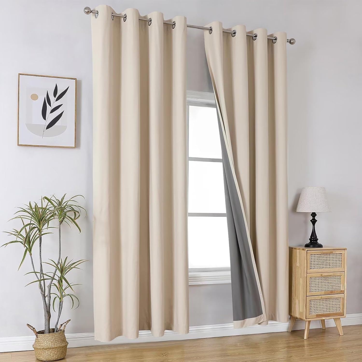 Joydeco 100% Blackout CurtainsThermal Insulated Solid Room Darkening Curtains with Grommets Multiple Sizes - Joydeco