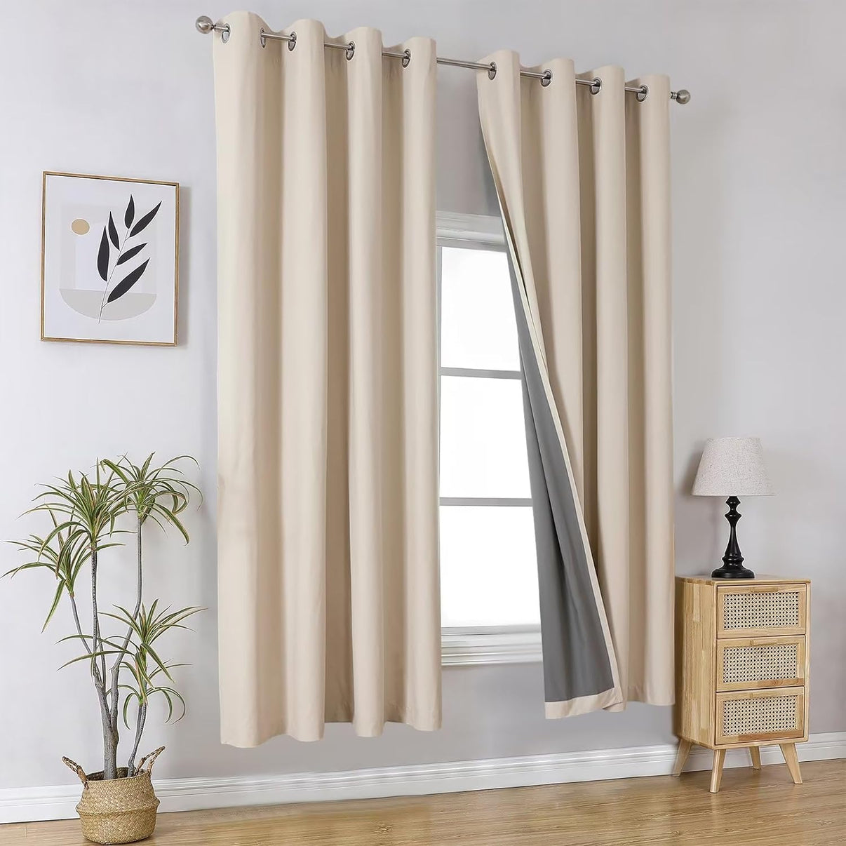 Joydeco 100% Blackout CurtainsThermal Insulated Solid Room Darkening Curtains with Grommets Multiple Sizes